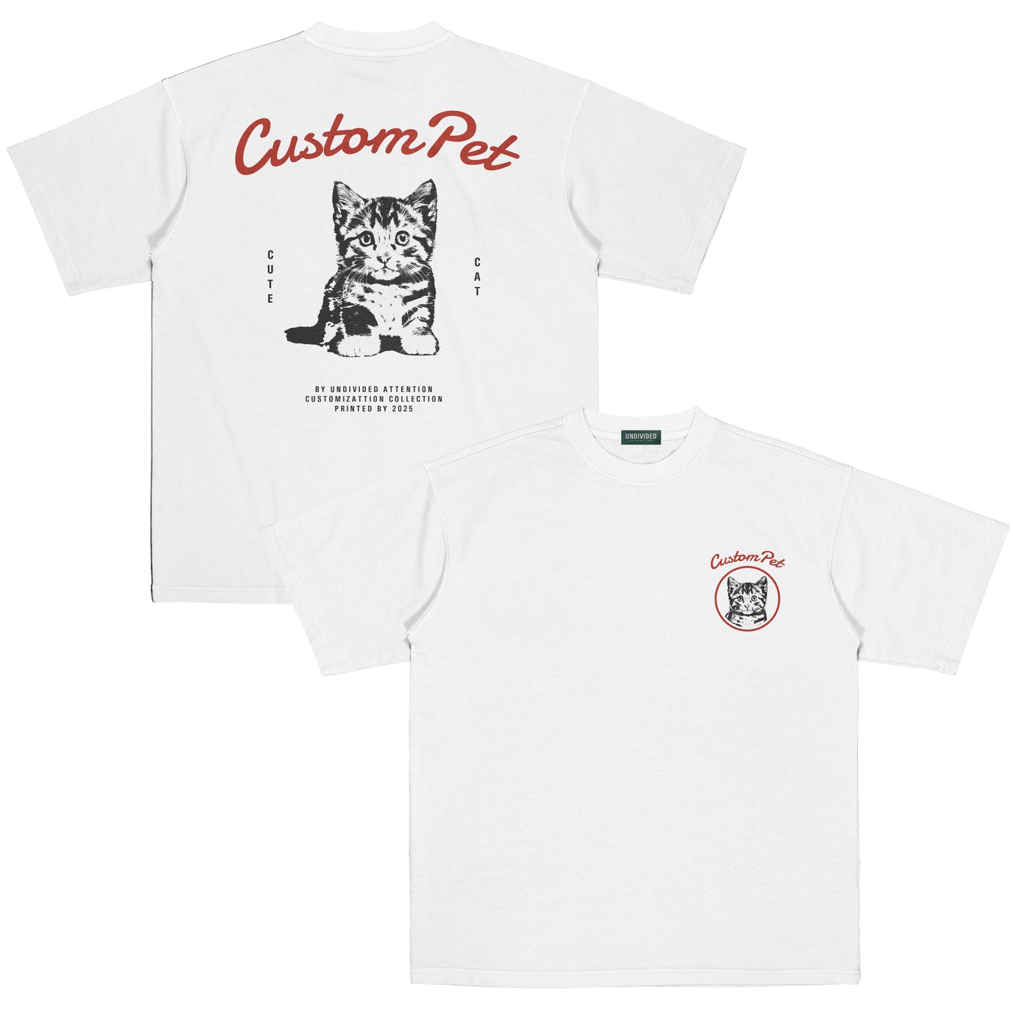 "CUSTOM CAT TEE #4" WHITE / MEDIUM FIT