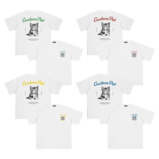 "CUSTOM CAT TEE #4" WHITE / MEDIUM FIT