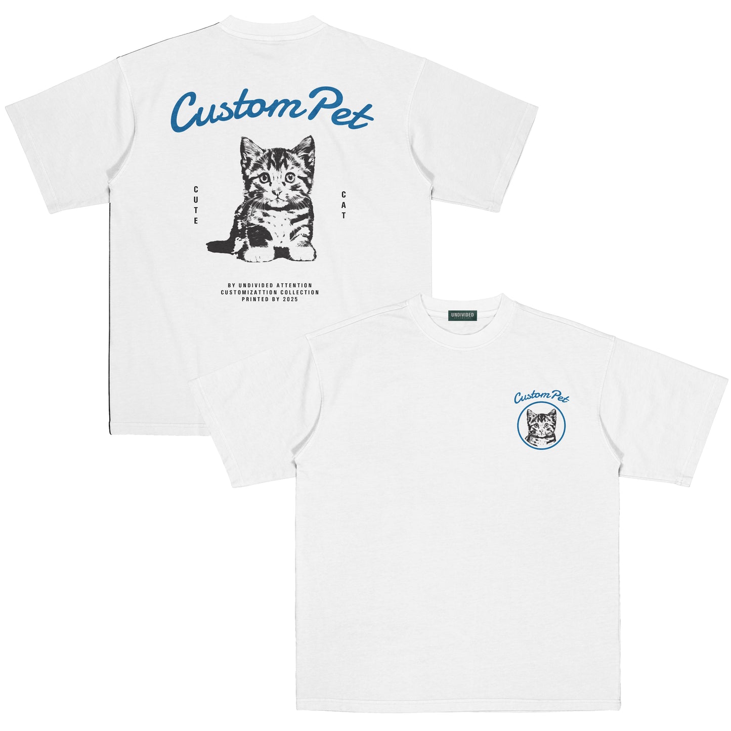 "CUSTOM CAT TEE #4" WHITE / MEDIUM FIT