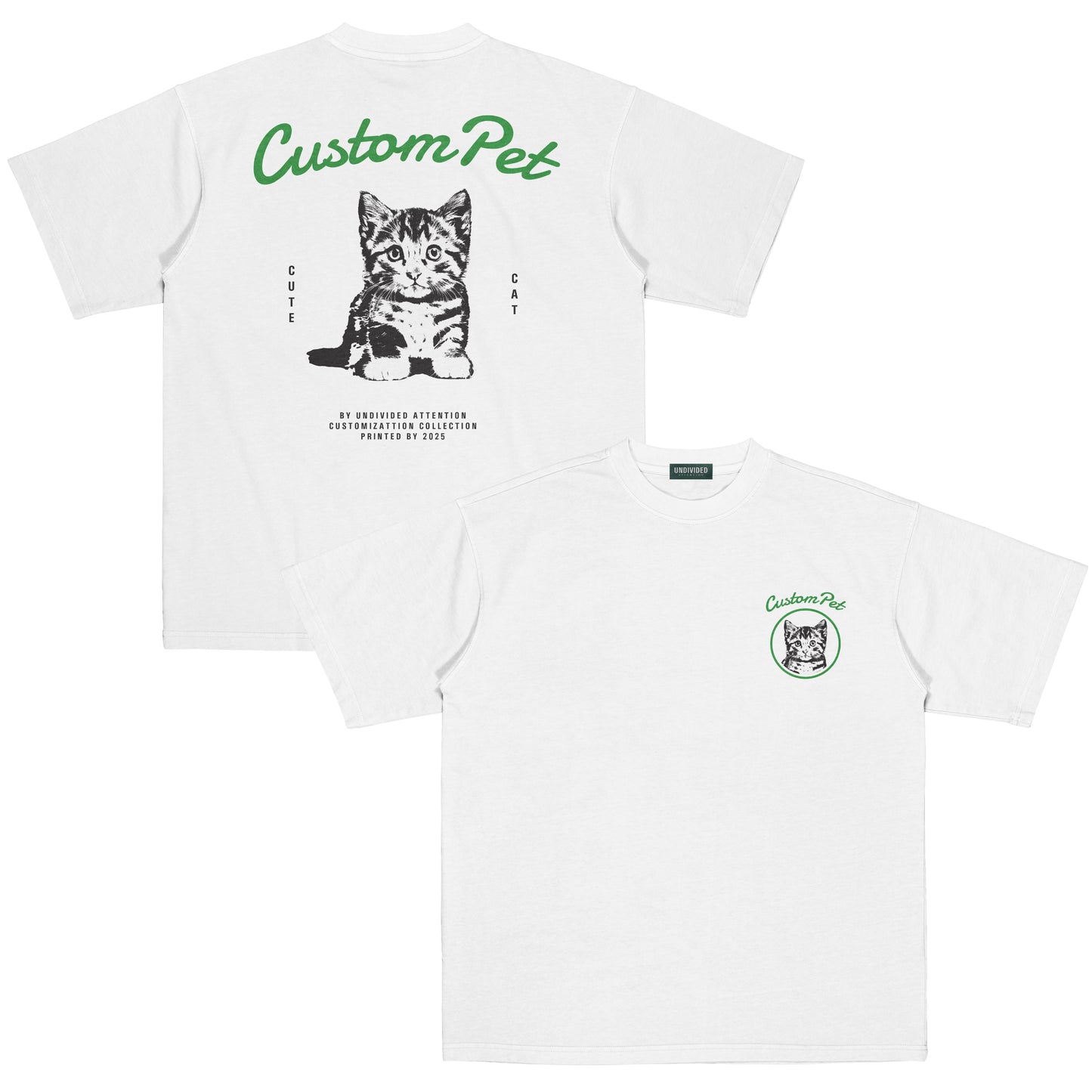 "CUSTOM CAT TEE #4" WHITE / MEDIUM FIT