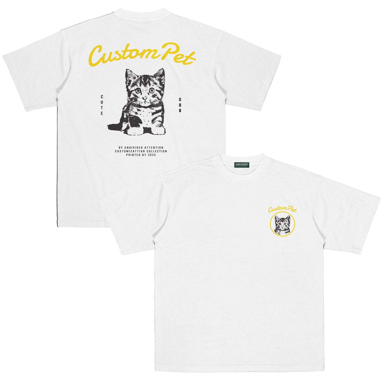"CUSTOM CAT TEE #4" WHITE / MEDIUM FIT