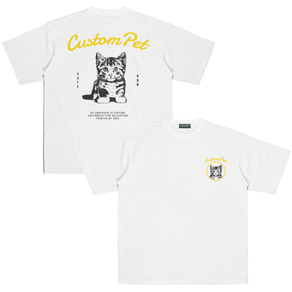 "CUSTOM CAT TEE #4" WHITE / MEDIUM FIT