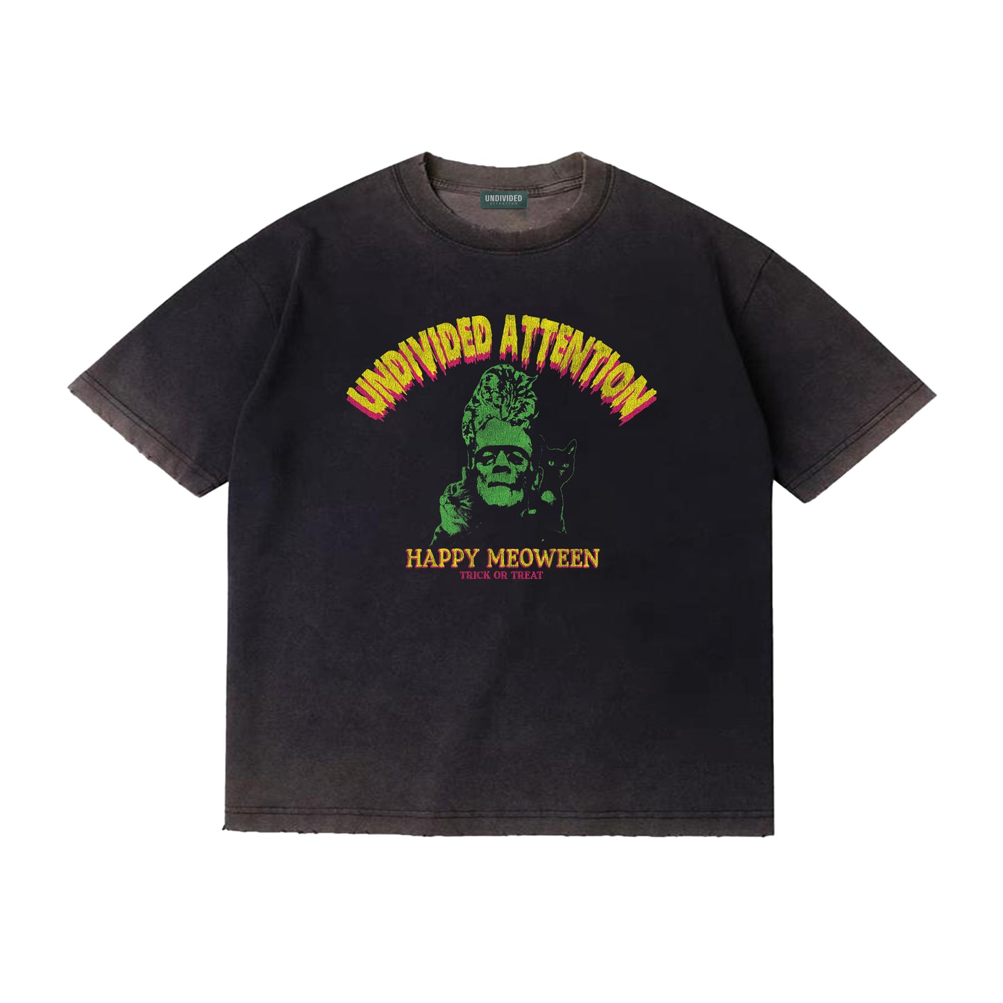 "HAPPY MEOWEEN" WASHED GREY / OVERSIZED FIT