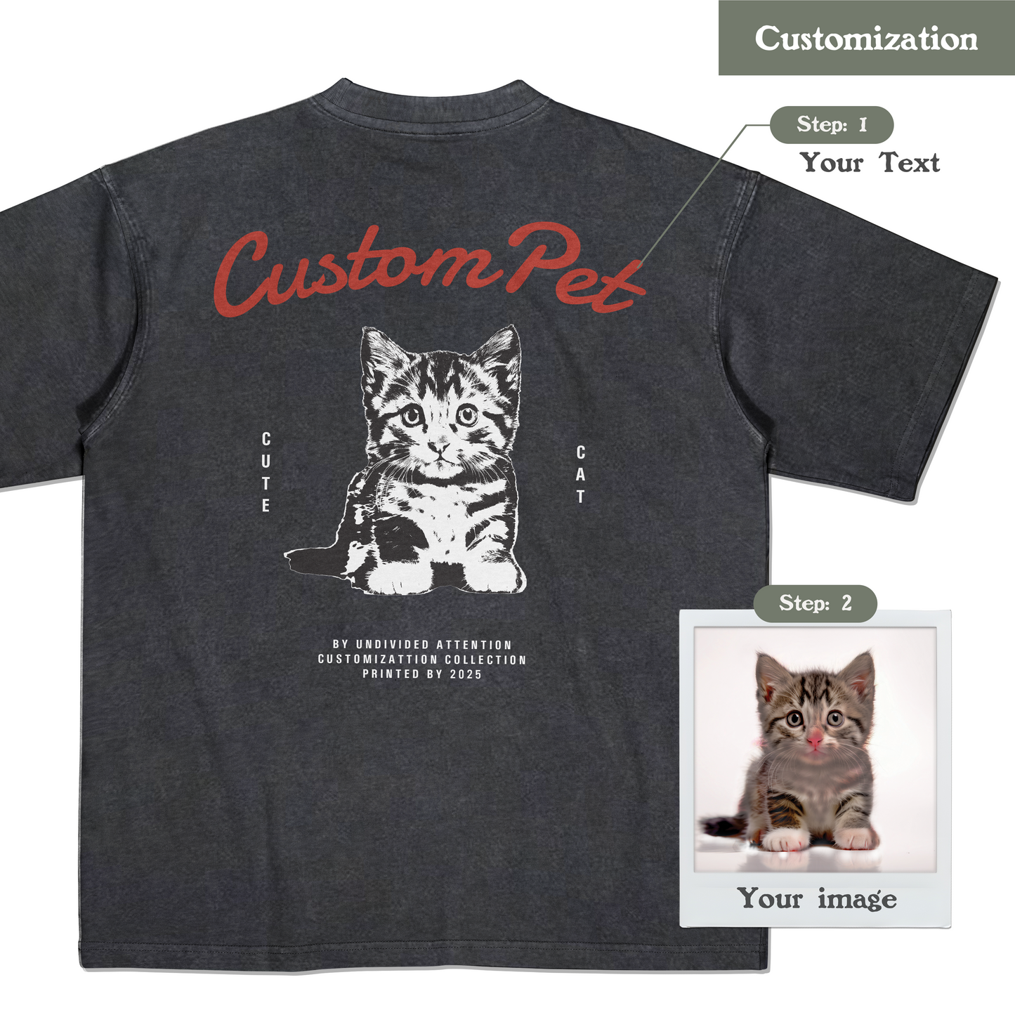 "CUSTOM PET TEE #4" WASHED BLACK / MEDIUM FIT